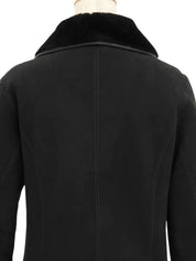 Logo Button Design Mouton Jacket in Black