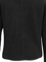 ロゴボタンデザインムートンジャケット　ブラック