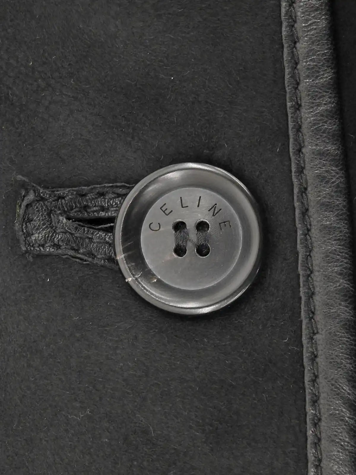 Logo Button Design Mouton Jacket in Black