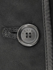 Logo Button Design Mouton Jacket in Black