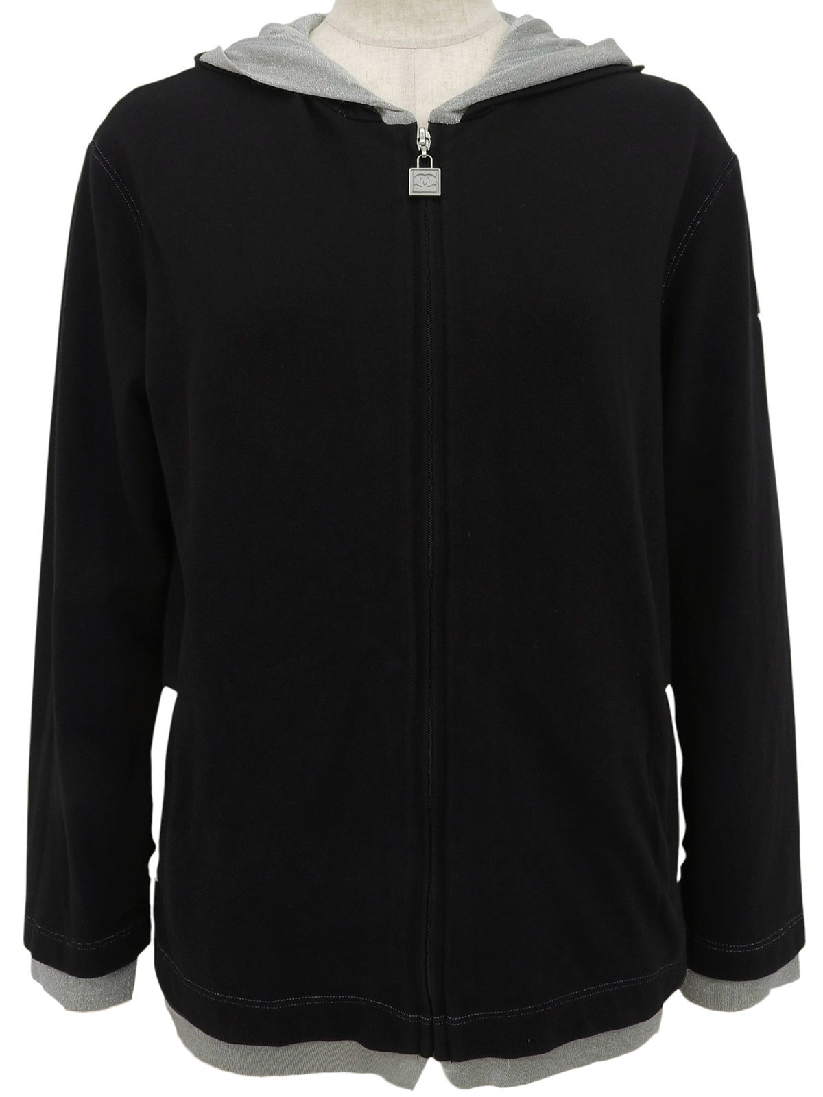 2006 Two-tone Square CC Mark Zip-Up Hoodie Black/Gray