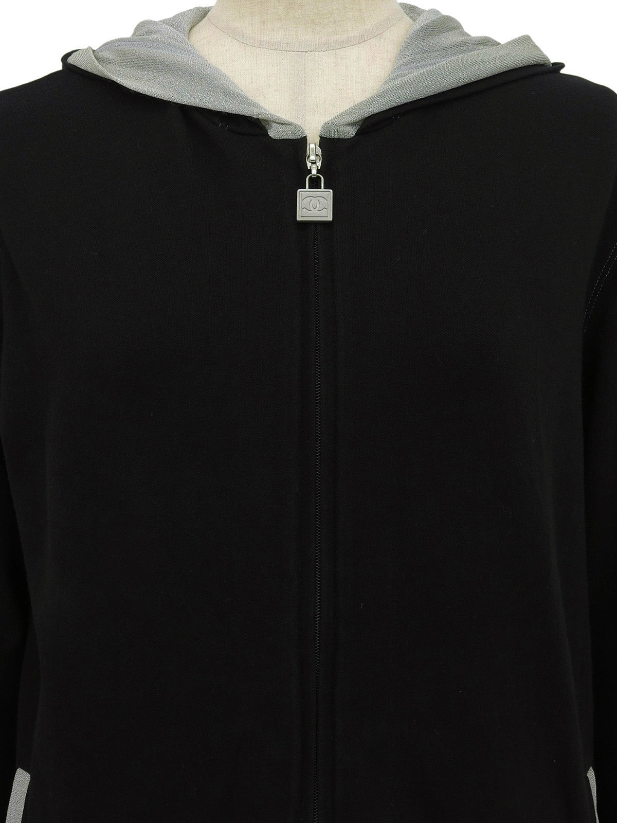 2006 Two-tone Square CC Mark Zip-Up Hoodie Black/Gray