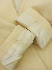 碎花纽扣链条设计无领夹克奶油黄色