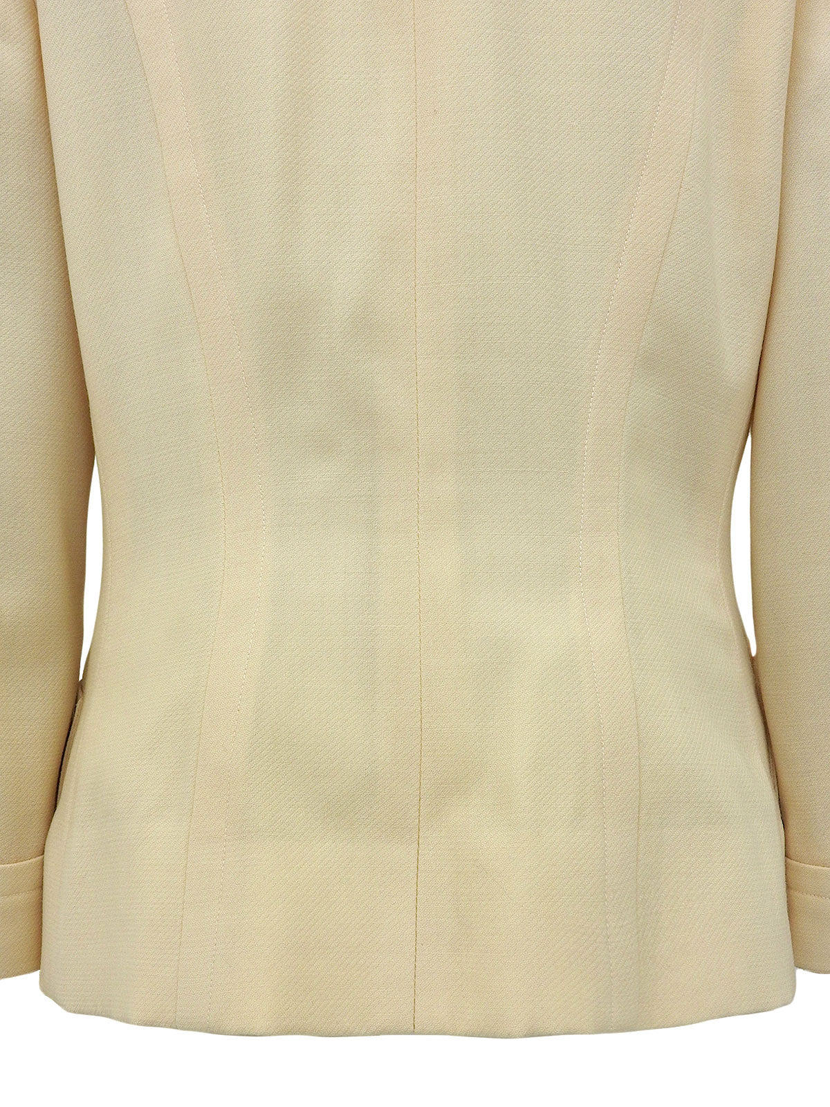 碎花纽扣链条设计无领夹克奶油黄色