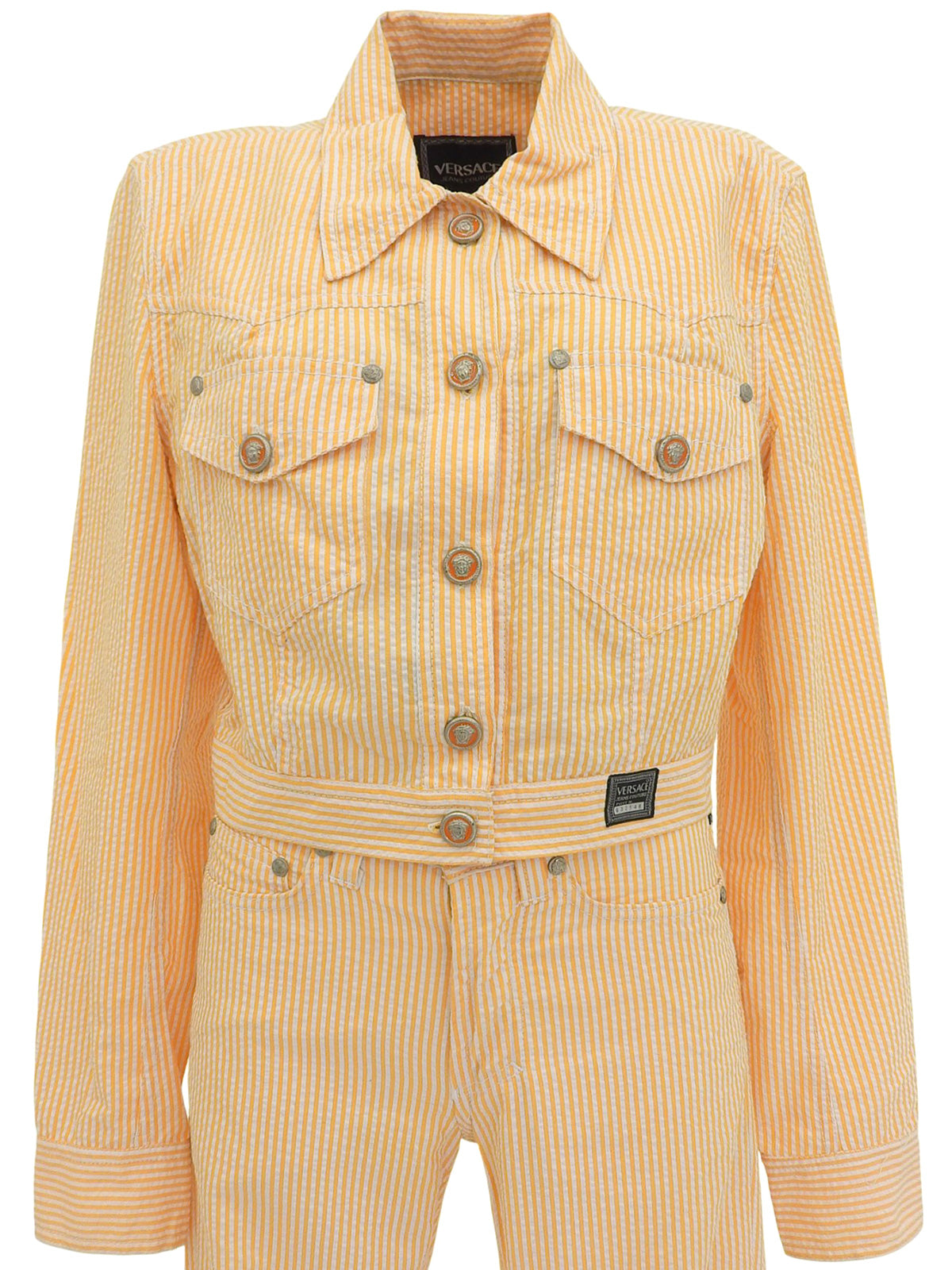 Stripe Pattern Medusa Button Set in Orange