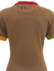 ラスタラインストーンロゴプリントハーフスリーブトップス　ブラウン/マルチ