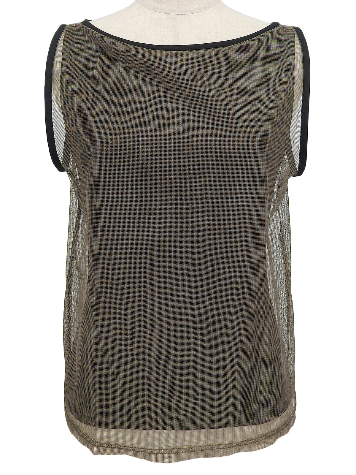 メッシュFFズッカパターンノースリーブトップス ブラウン