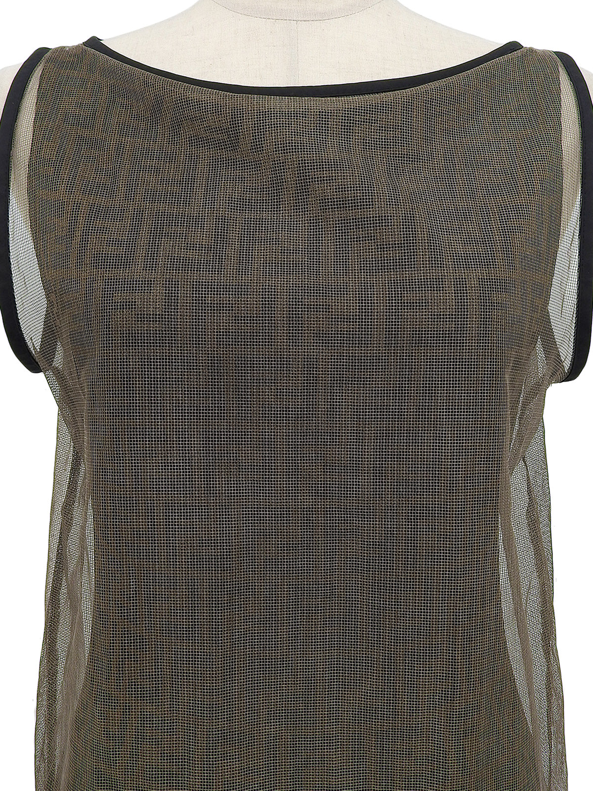 メッシュFFズッカパターンノースリーブトップス ブラウン