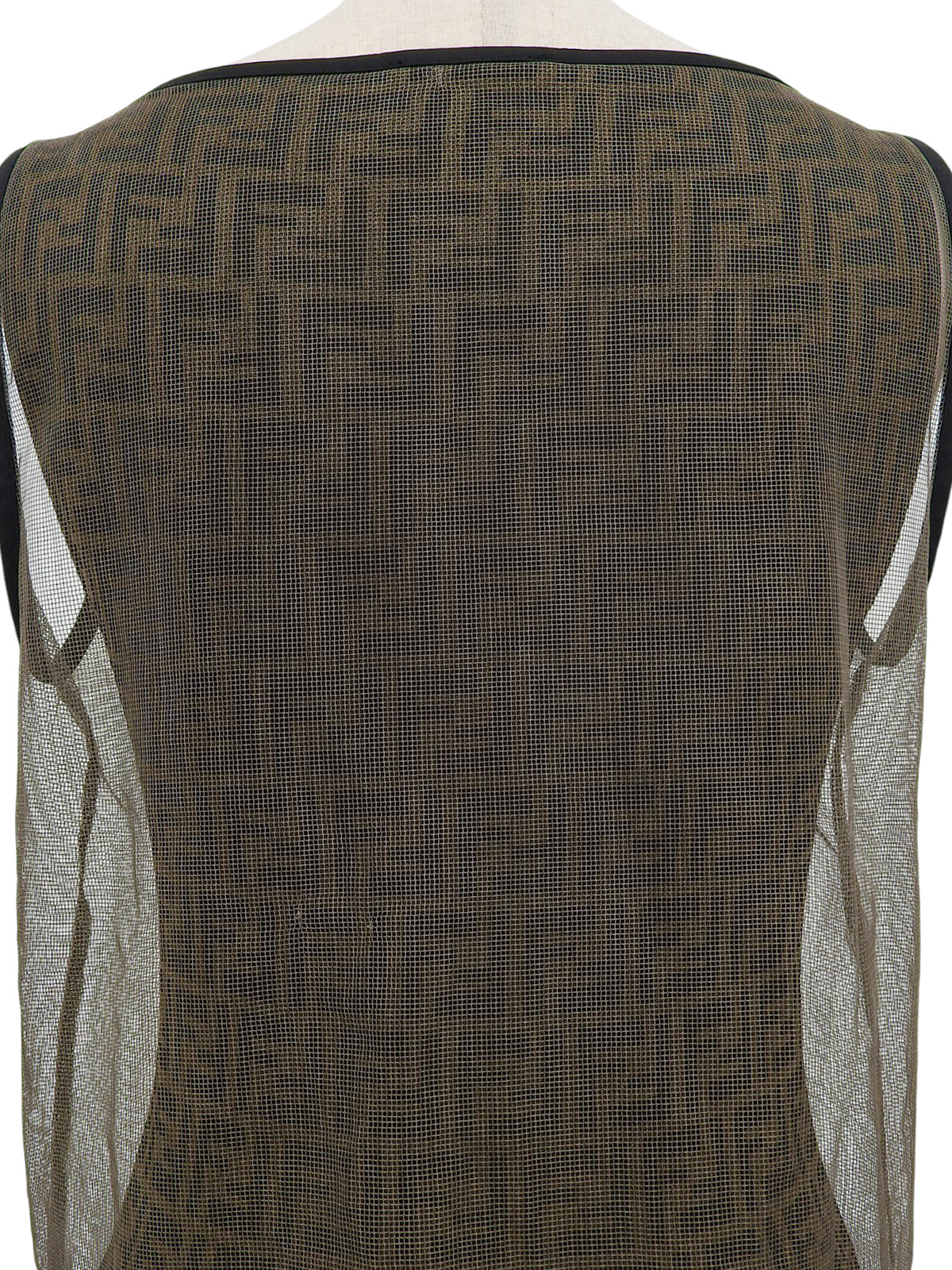 メッシュFFズッカパターンノースリーブトップス ブラウン