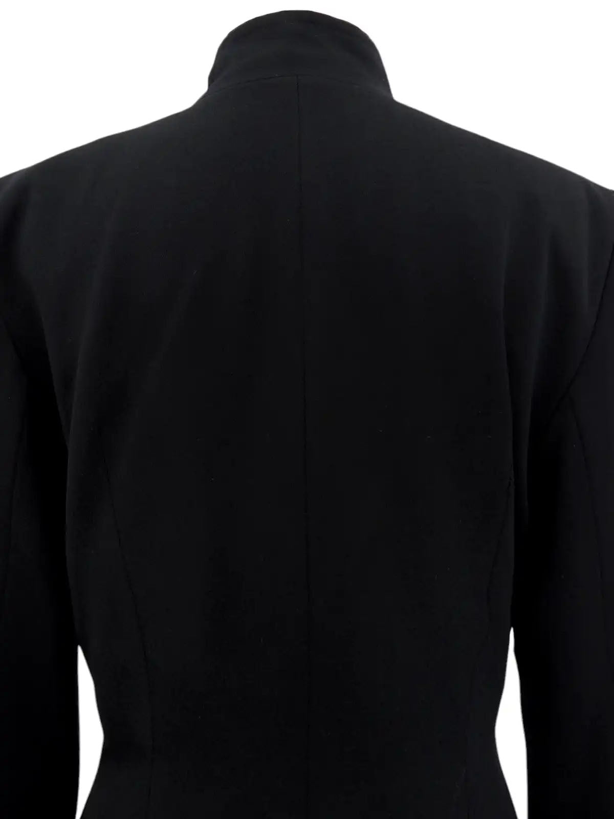 Wool design collarless jacket in black