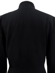 Wool design collarless jacket in black
