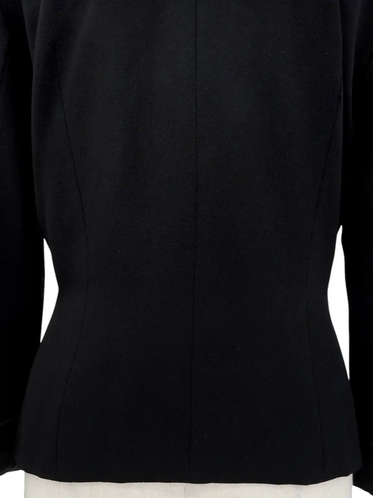 Wool design collarless jacket in black