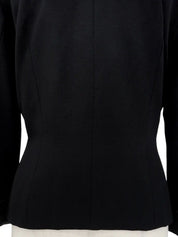 Wool design collarless jacket in black