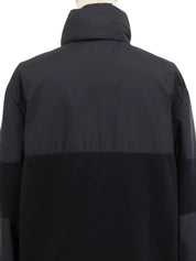 Navy Cotton Nylon Combination Logo Zip-Up Jacket