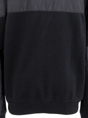 Navy Cotton Nylon Combination Logo Zip-Up Jacket