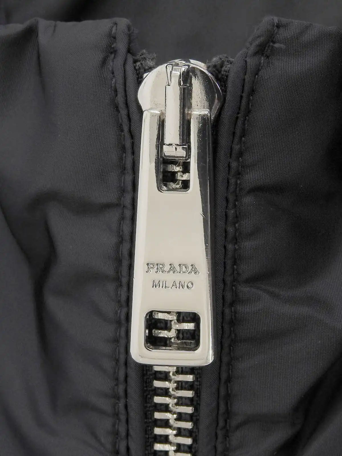 Navy Cotton Nylon Combination Logo Zip-Up Jacket