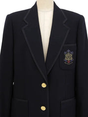 Navy Logo Emblem Embroidered Jacket