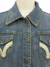 Denim logo button jacket #M Blue