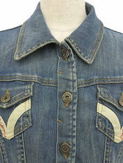 Denim logo button jacket in blue