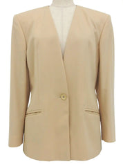 Beige wool collarless jacket