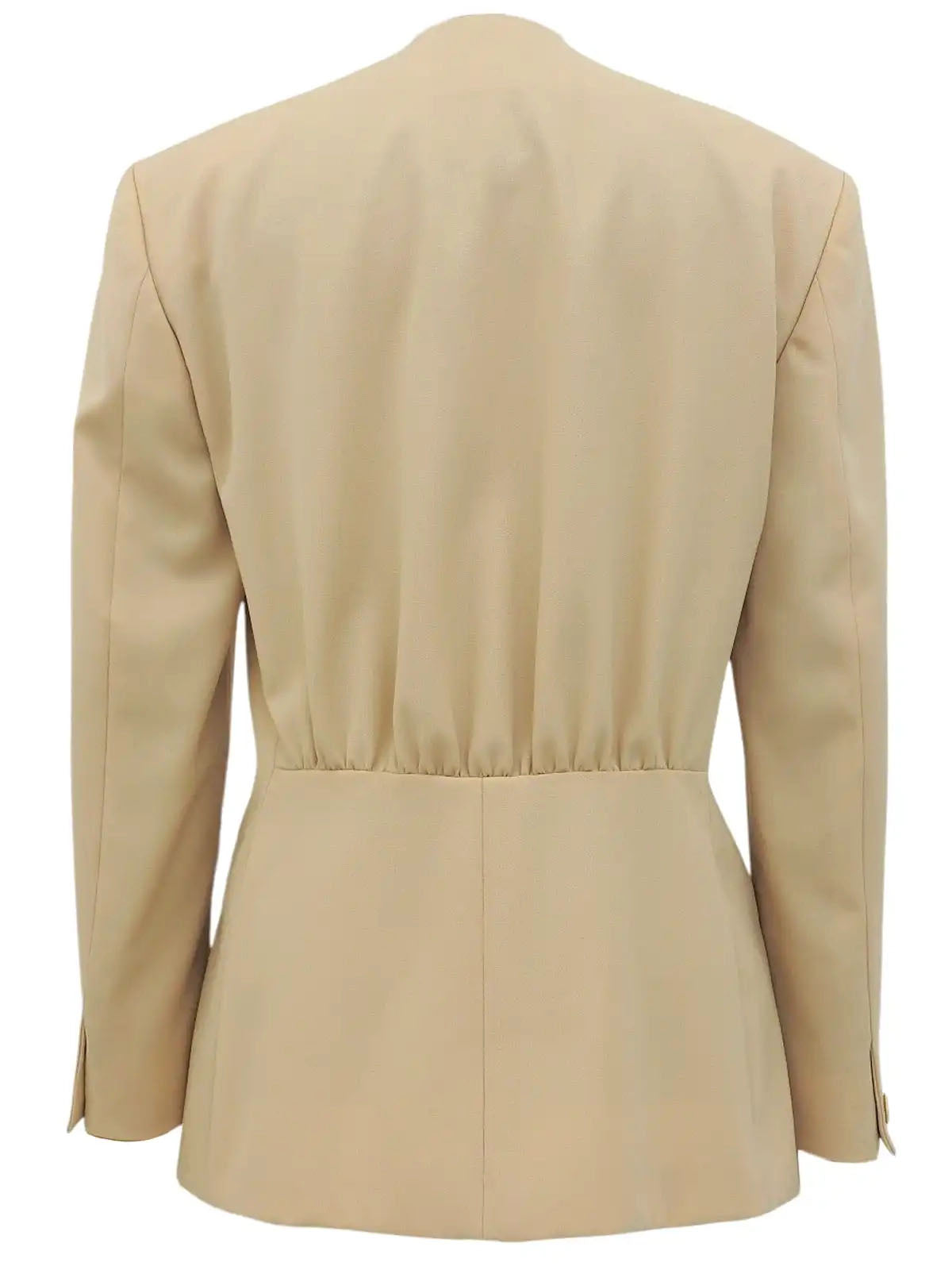 ウールノーカラージャケット ベージュ