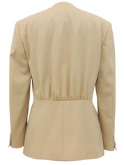 ウールノーカラージャケット ベージュ