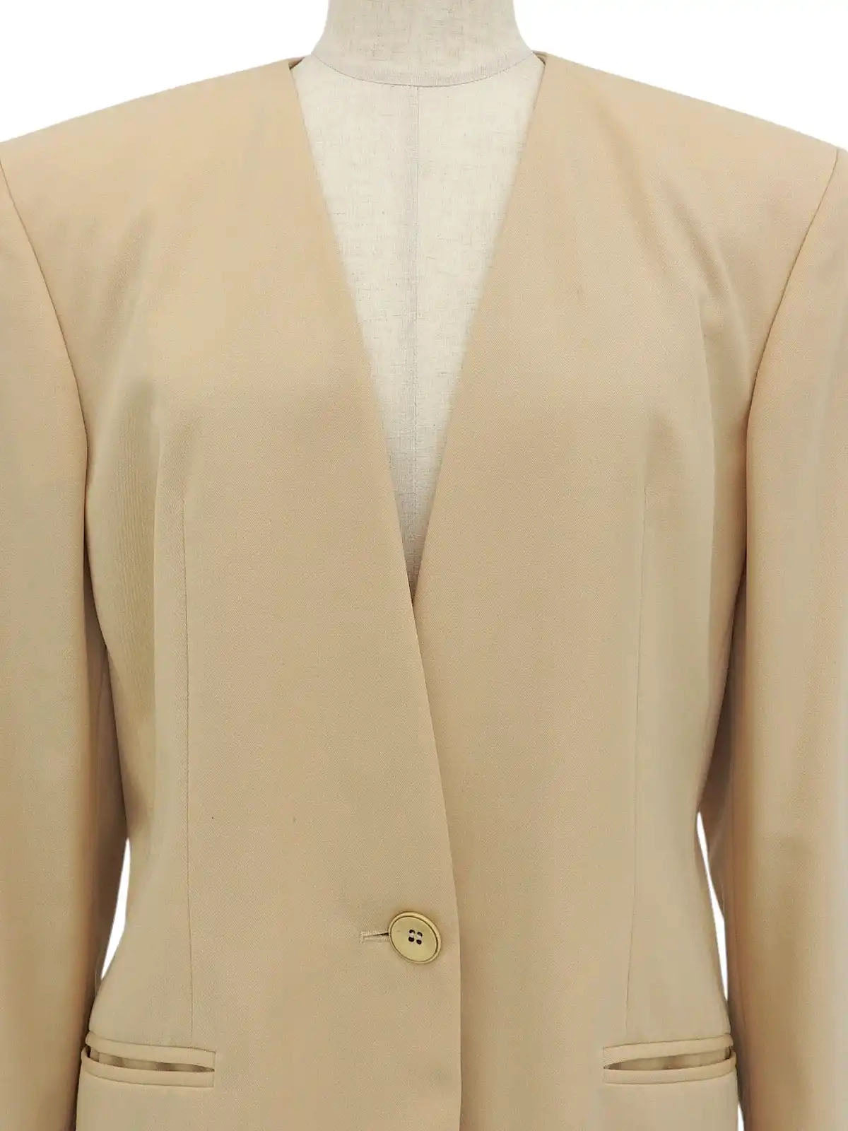 ウールノーカラージャケット ベージュ