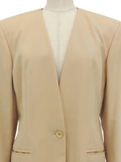 ウールノーカラージャケット ベージュ
