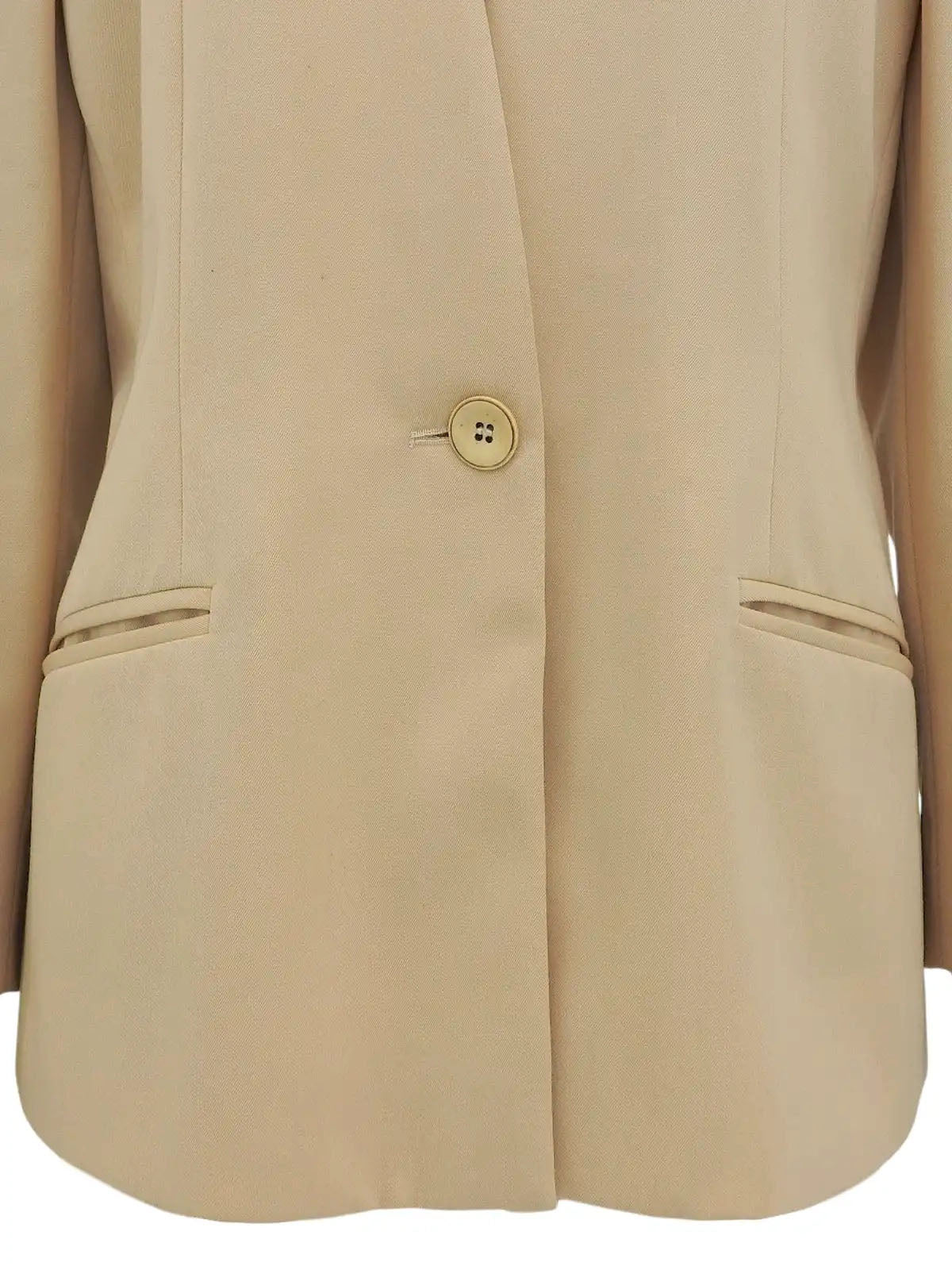 Beige wool collarless jacket
