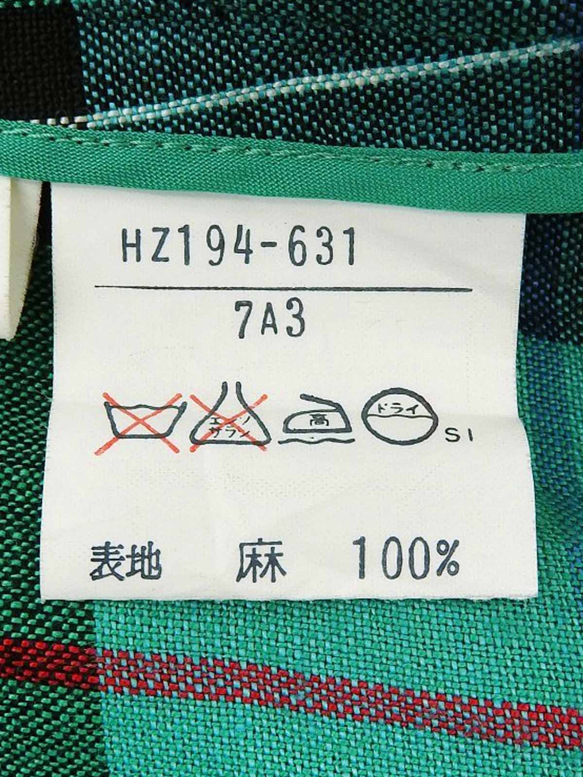 Linen Check Pattern Short Sleeve Jacket in Green/Black/Multi