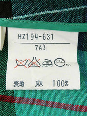 Linen Check Pattern Short Sleeve Jacket in Green/Black/Multi