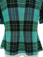 Linen Check Pattern Short Sleeve Jacket in Green/Black/Multi