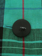Linen Check Pattern Short Sleeve Jacket in Green/Black/Multi