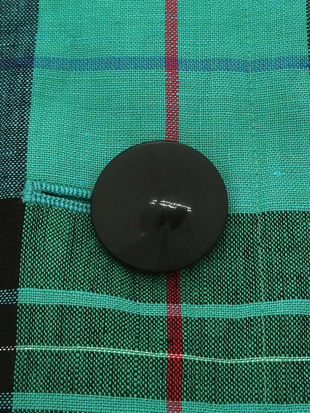 Linen Check Pattern Short Sleeve Jacket in Green/Black/Multi