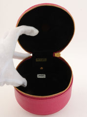1995年製　キャビアスキンCCマークステッチジュエリーボックス　ピンク