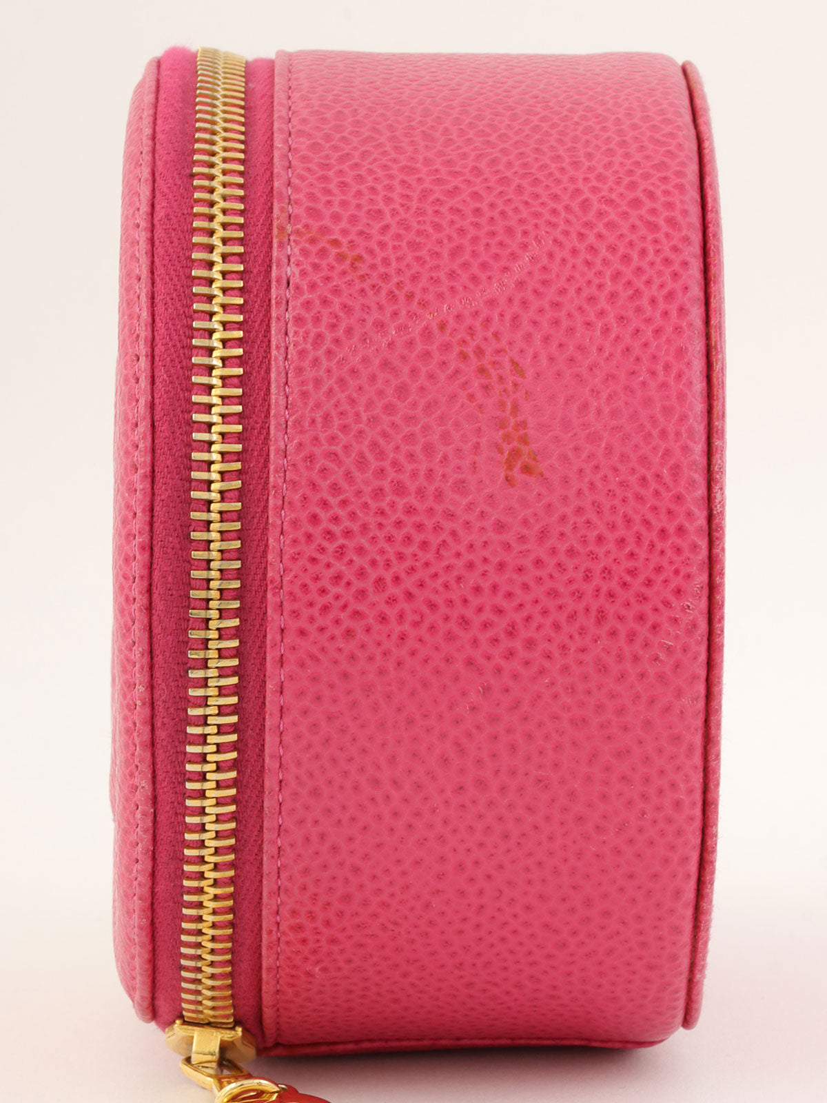 1995年製　キャビアスキンCCマークステッチジュエリーボックス　ピンク