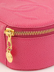 1995年製　キャビアスキンCCマークステッチジュエリーボックス　ピンク