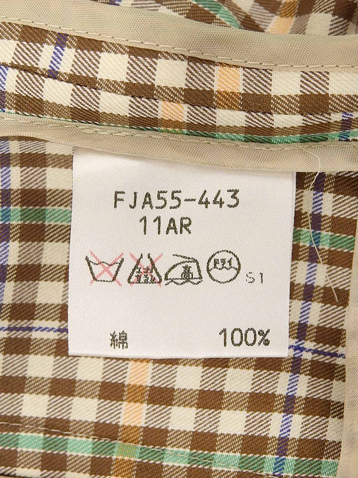 棕色/绿色棉质格纹图案套装
