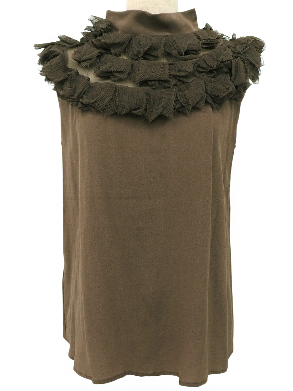 シルクデザインノースリーブシャツ　ブラウン