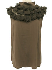 シルクデザインノースリーブシャツ ブラウン