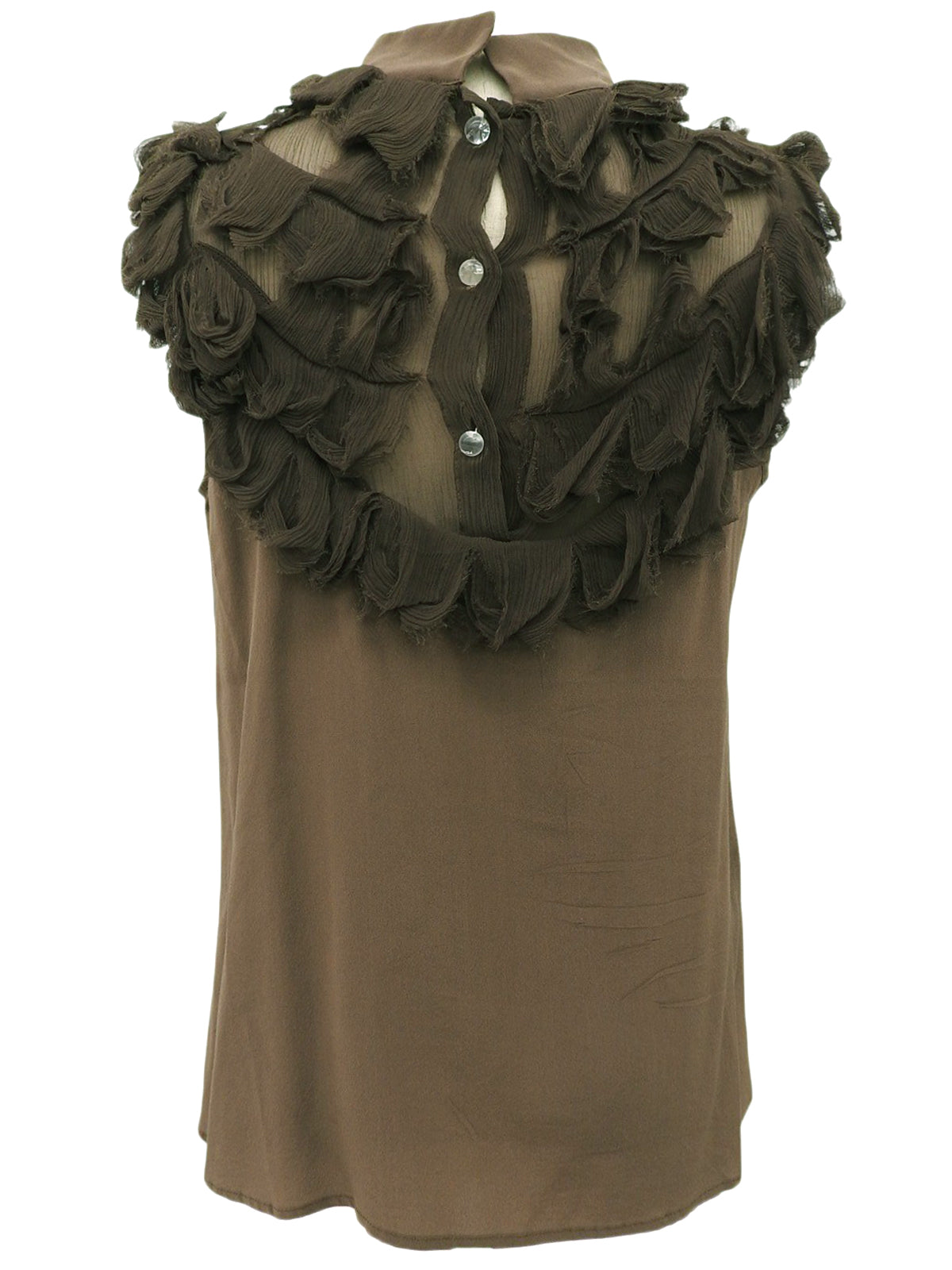 シルクデザインノースリーブシャツ　ブラウン