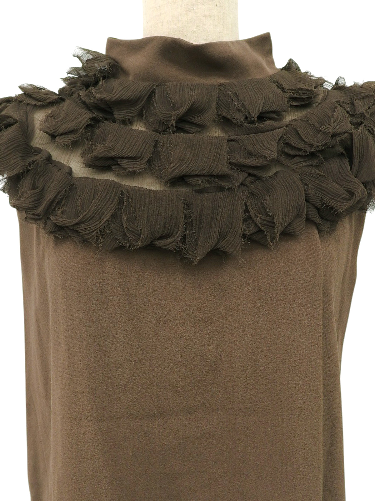 シルクデザインノースリーブシャツ　ブラウン