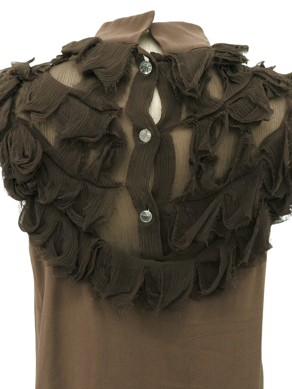 シルクデザインノースリーブシャツ ブラウン