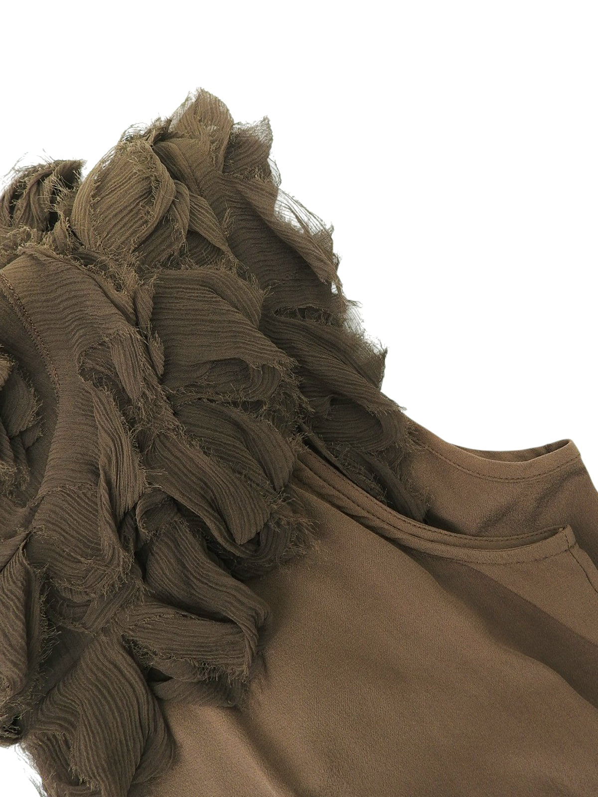 シルクデザインノースリーブシャツ ブラウン