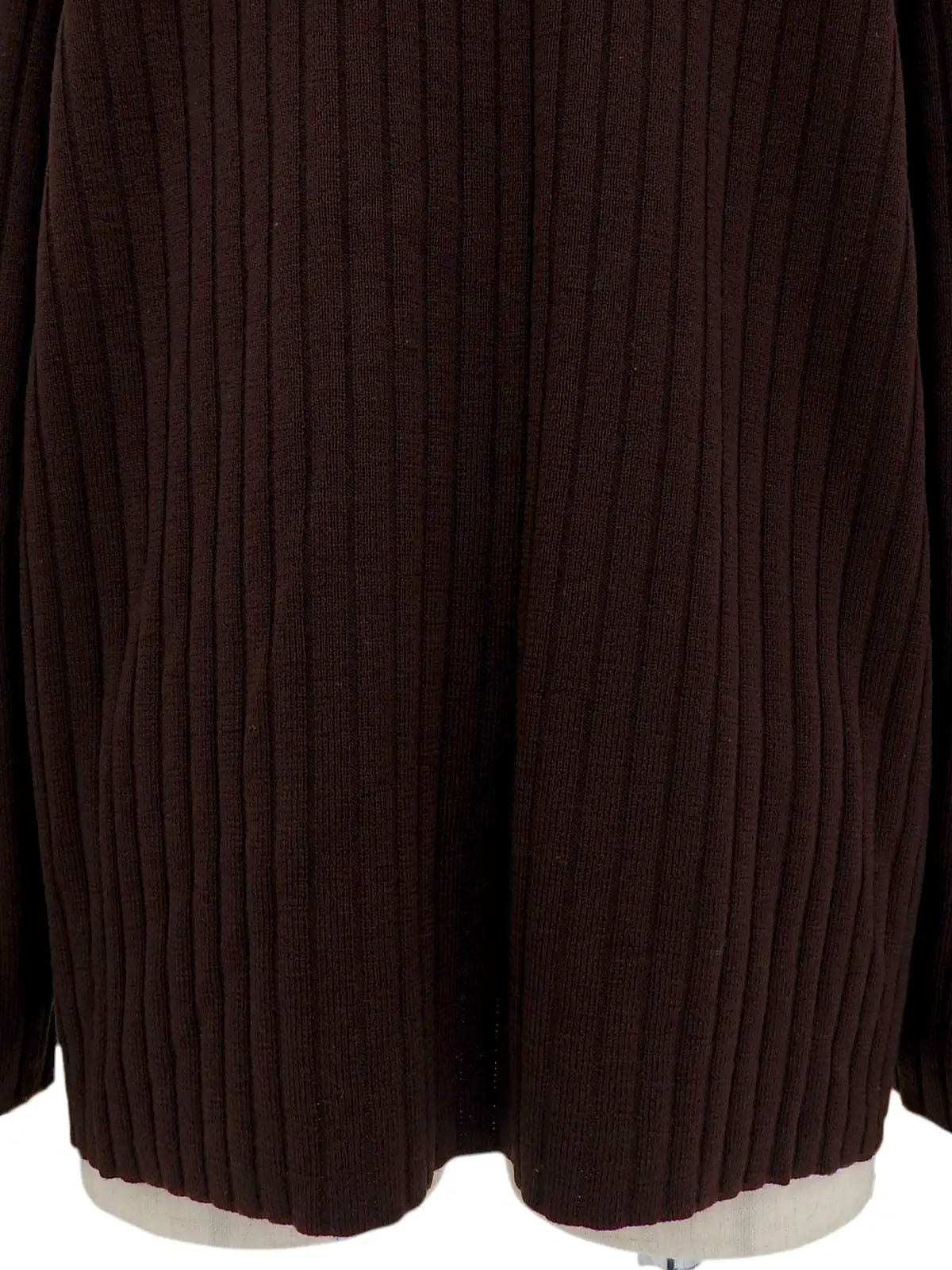 Logo Button Rib Knit Cardigan in Dark Brown/Beige