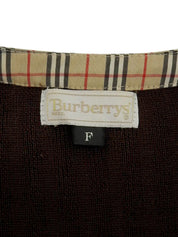 Logo Button Rib Knit Cardigan in Dark Brown/Beige