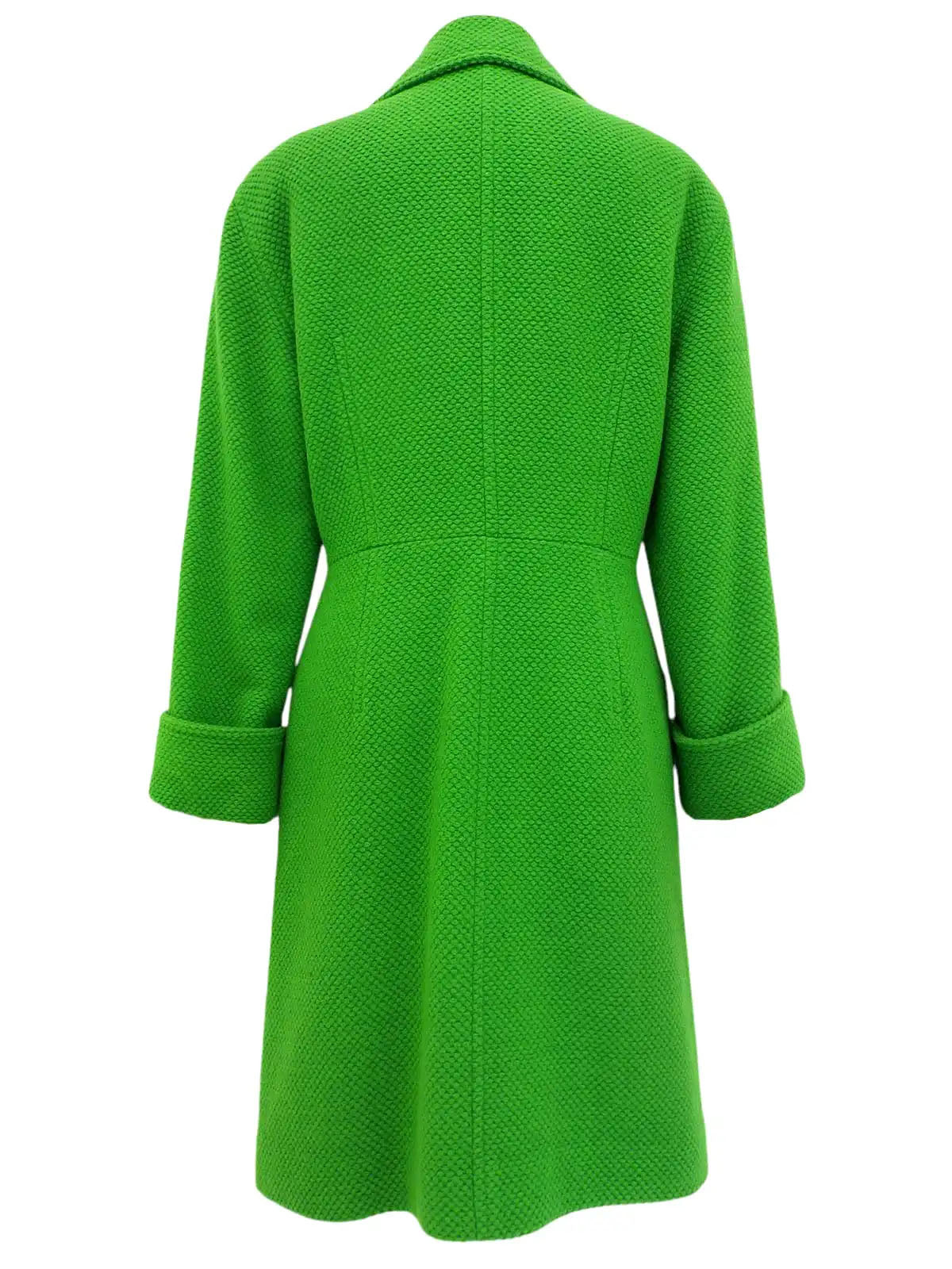 ウールデザインボタンロングコート グリーン