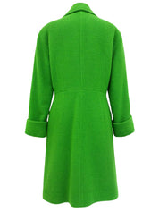 ウールデザインボタンロングコート グリーン