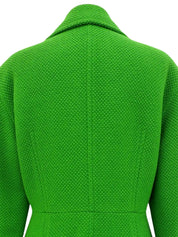 Wool design button long coat green