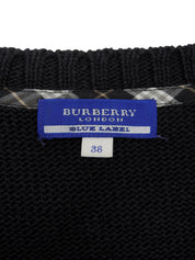 ロゴ刺繍半袖クロップドカーディガン ブラック